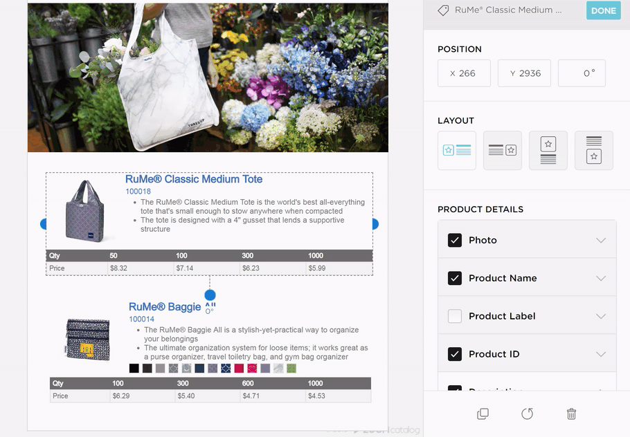 Add labels to promotional product details in ZOOMstudio by ZOOMcatalog
